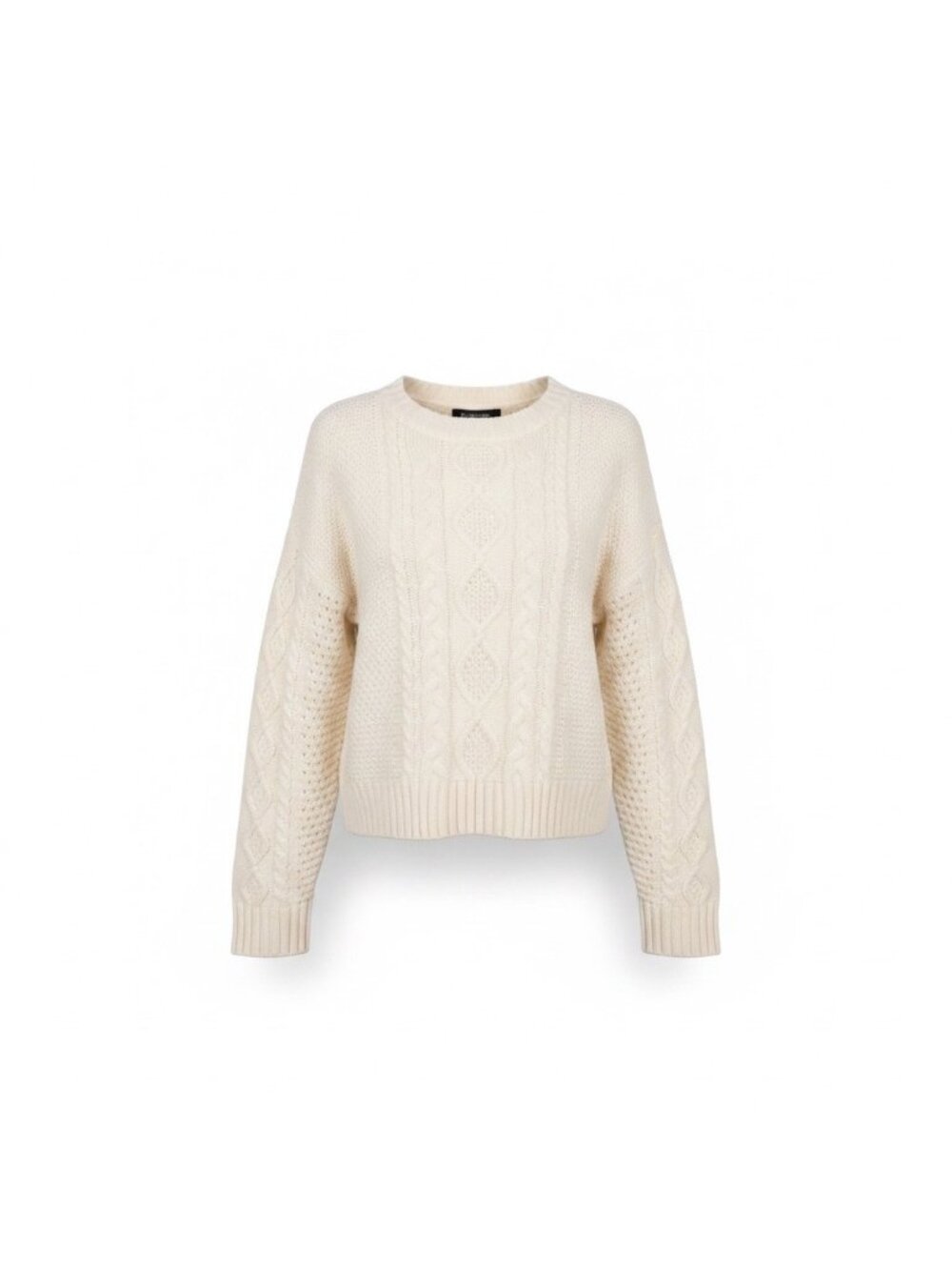 Sanctuary Womens Ivory Cable Knit Sweater Cropped Pullover Casual Size L